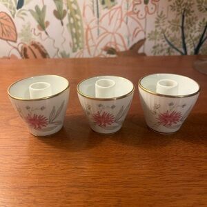 Floral Gold Rimmed Taper Candle  Holders